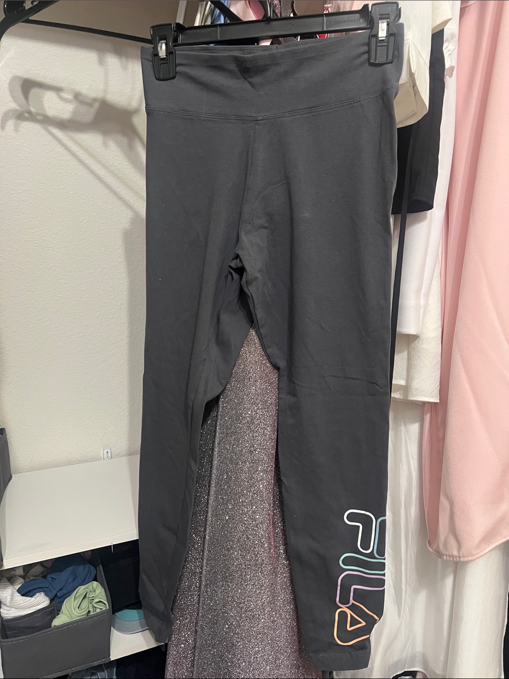 Fila Black Girls' Leggings With Multicolor Logo